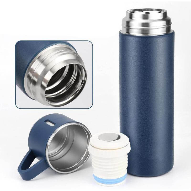 SAFFLE - Set of Vacuum Flask & Two Cups (Navy Blue)