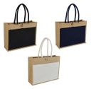 MONCLOVA - Jute Bag with Canvas Pocket - Blue