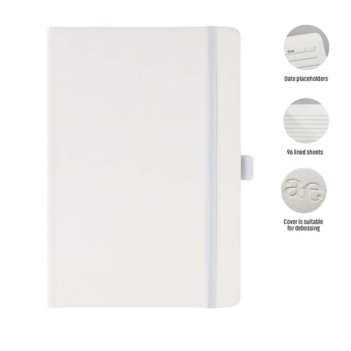 [NBGL 5237] JURSI - Giftology A5 PU Notebook with Pen Loop - White